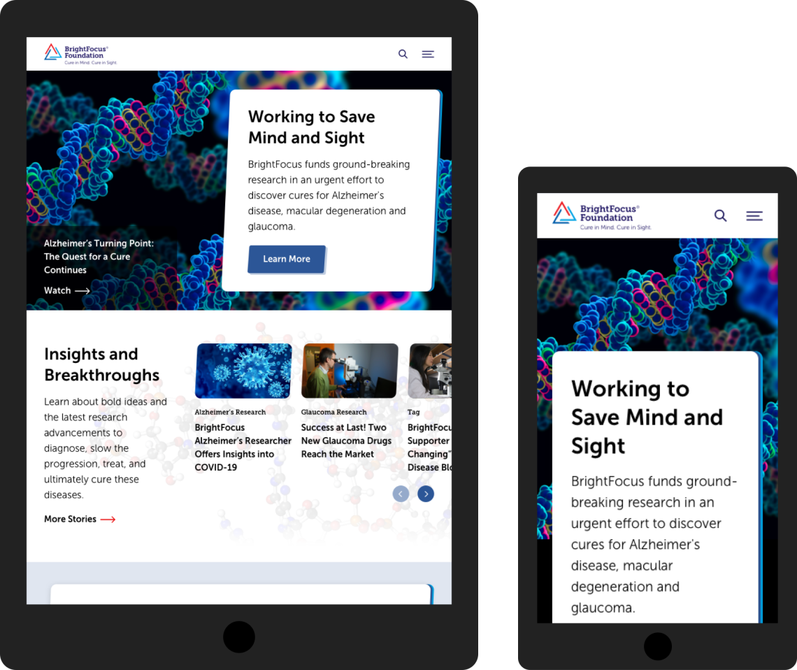 Brightfocus foundation homepage responsive